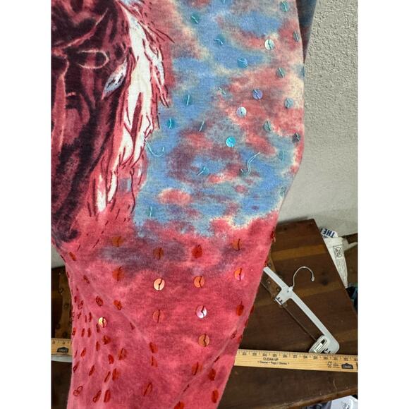 Y2K Long Sleeve Crop Blouse Horse Print Sequins Blouse Take Two Medium - Picture 3 of 6